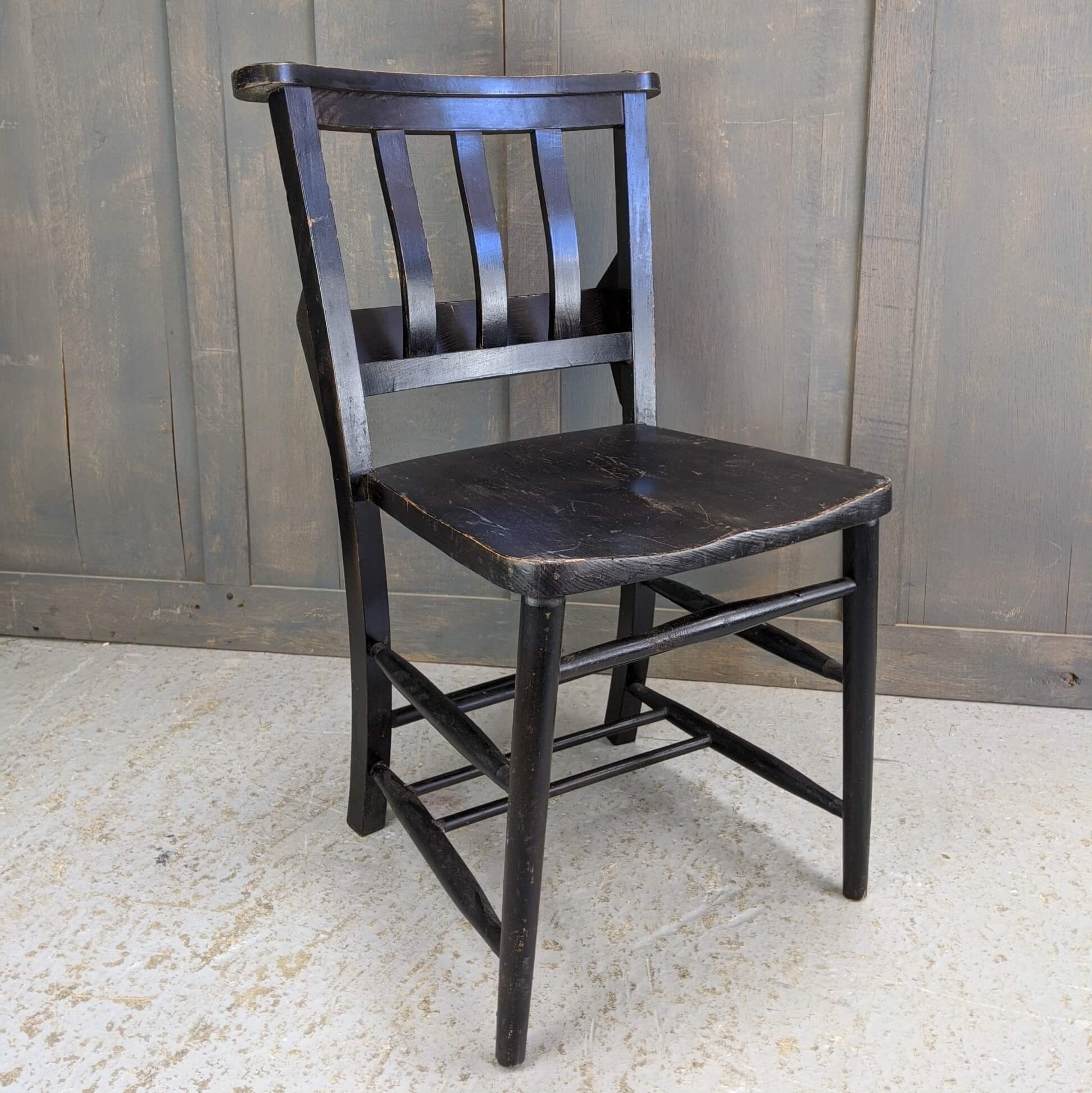 Portsmouth All Saints Extra Large Black Lacquer Church Chapel Chairs (SOLD)