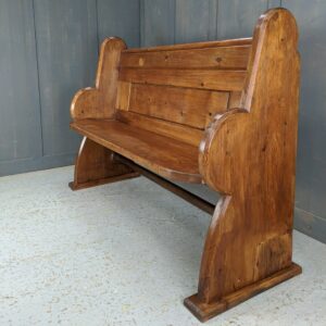 Antique Golden Pine Gallery Pew with Big Curve Ends from Tunbridge Wells Baptist Church (SOLD)
