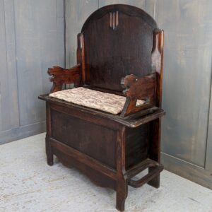 Highly Original, totally 1930's Dark Oak Hall Settle with Twin Umbrella Holders (SOLD)