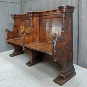 Statement Piece Two Seater 1880 Elm Misericord Choir Pew with Carved Details (SOLD)