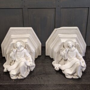 Pair of Antique Wall Mounted Angel Plinths, Stands, Capitals for Statues or Flowers (SOLD)