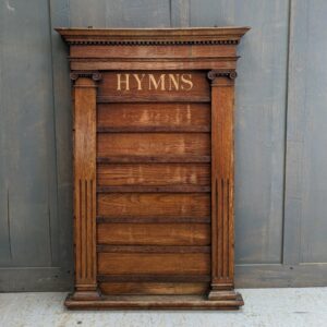 Grand & Large Antique Six Hymn Oak Hymnboard with Corinthian Columns (SOLD)
