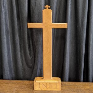 Simple Oak INRI Altar Cross with Extra Small Cross (SOLD)