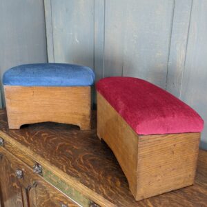 Oak & Velvet Kneelers from The Savoy Royal Chapel (SOLD)