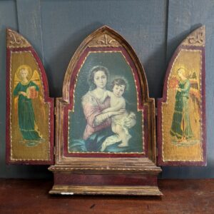 Pretty Smaller Size Vintage Flemish Triptych with Angels, Madonna & Child (SOLD)