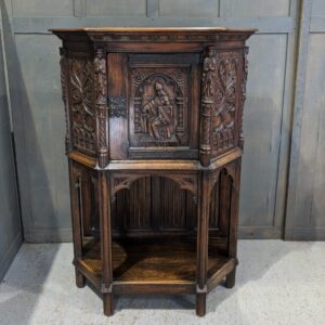 Antique Gothic Ecclesiastical Inspired Carved Oak Cabinet Cupboard on Stand (SOLD)