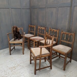 Set of 6 Vintage Oak Elizabethan Style Dining Chairs (SOLD)
