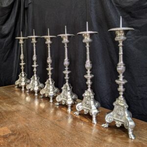Top End Antique Silver Plated Bronze 'Big Six' Church Altar Candlesticks (SOLD)