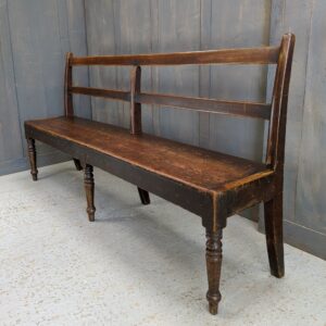 Early Victorian Antique Long Pine & Teak Open Back Church Bench Pew (SOLD)