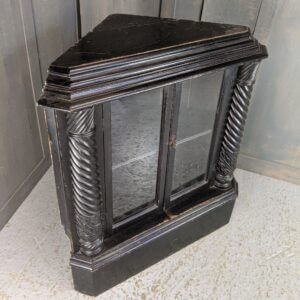 Unusual Antique Ebonised Black Glazed Corner Unit with Barley Twist Columns (SOLD)