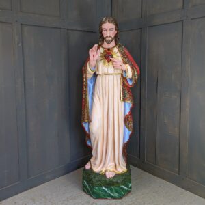 Life Size Jesus Sacred Heart Statue Recently Restored No Expense Spared (SOLD)