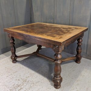 Excellent Quality Oak Chequerboard Top X Frame Drawleaf Table (SOLD)