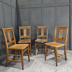 4 Nice Quality Heavy Solid Oak Splatback Church Chapel Chairs 'C' (SOLD)