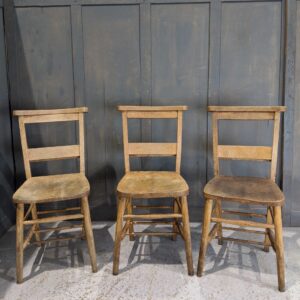 3 Classic Elm & Beech Church Chapel Chairs with Brackets 'D' (SOLD)