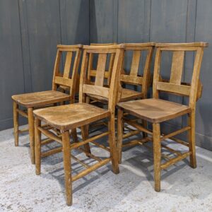 Set of 5 Elm & Beech Church Chapel Chairs with Brackets 'E' (SOLD)