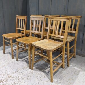 Harlequin Set of 6 Slatback Church Chapel Chairs 'J' (SOLD)