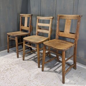 Three Quality Heavy & Well Made Church Chapel Chairs 'K' (SOLD)