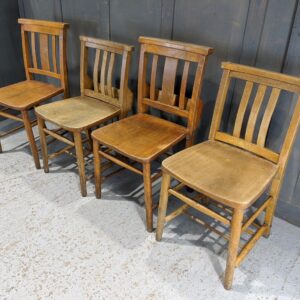 Harlequin Set of 4 Paler Beech Slatback Church Chapel Chairs 'L' (SOLD)