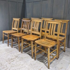 Harlequin Set of 8 Pale Beech Slatback Church Chapel Chairs 'M' (SOLD)