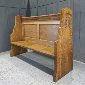 St Matthew's Birmingham Vintage Honey Oak Gothic Church Choir Pew Bench (SOLD)