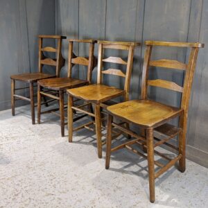 Harlequin Set of 4 Early 1900's Ladderback Antique Church Chapel Chairs 'R' (SOLD)