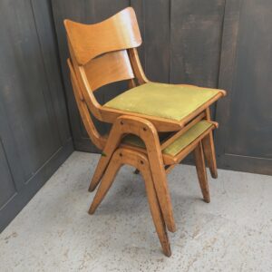 Super Stylish 1962 Vintage Ply & Vinyl Yellow Stacking Chairs (SOLD)