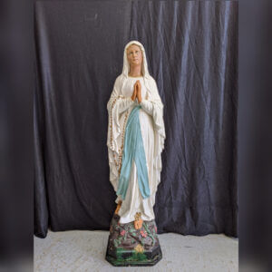 Antique Large Our Lady of Lourdes Religious Statue on Wooden Base (SOLD)