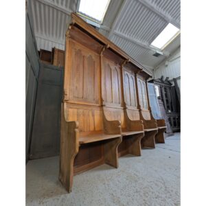 Spectacular Yet Practical Very High Back Four Seater Vintage Misericord Church Choir Pew (SOLD)