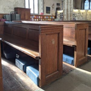 Antique Oak Church Pews Benches from the Medieval Church of St Giles, City of London (SOLD)