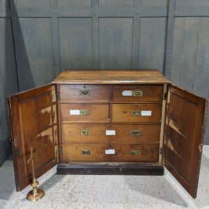 Small Antique Pine Plan Chest with Doors & Brass Handles (SOLD)