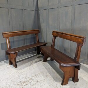 Simple Victorian Pitch Pine Bar Back Benches (SOLD)