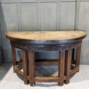 Unusual Antique Carved Demi Lune Heavy Oak Altar Sidetable from Plymouth (SOLD)