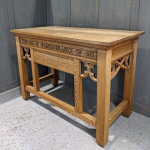 1940's Vintage Oak Gothic Communion Table from Duxford URC 'This Do in Remembrance of Me' (SOLD)