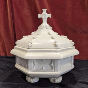 Antique Heavy White Bisque China Gothic Table Baptismal Font (SOLD)