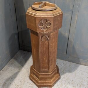 Vintage 1920's Oak Gothic Portable Baptismal Font from St Georges Army Church (SOLD)