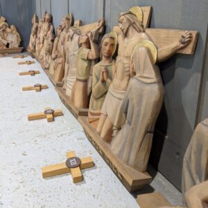 Excellent Carved Vintage German Wooden Set of Stations of the Cross (SOLD)