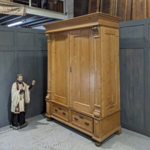 Large Antique Hungarian Stripped & Waxed Pine Armoire Cupboard Wardrobe (SOLD)