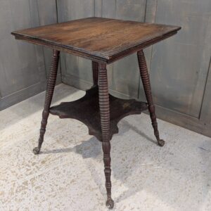 Late Victorian Oak Occasional Table with Bobbin Style Legs & Glass Ball Feet (SOLD)