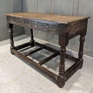 Small Antique Oak Occasional Table with 17th Century Base (SOLD)