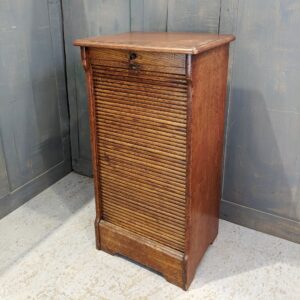 Classic 1930's Smaller Size Oak Tambour Cabinet with Key (SOLD)