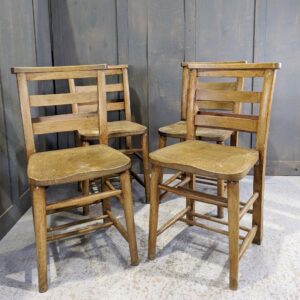 Set of 4 Double Ladderback Church Chapel Chairs in Oak Varnish (SOLD)
