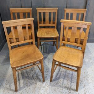 Harlequin Set of 5 Splatback/Slatback Beech Church Chapel Chairs 'B' (SOLD)