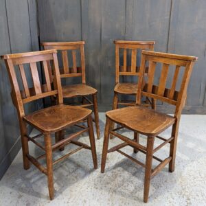 Set of 4 Cambridge Vintage Slatback Elm & Beech Church Chapel Chairs (SOLD)