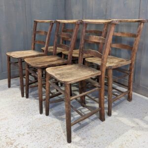 Set of 6 Antique 'Pilgrim' Style Ladderback Church Chapel Chairs (SOLD)