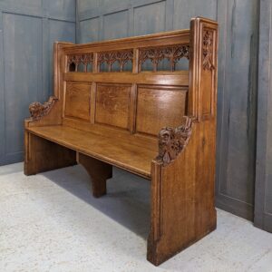 High Quality Gothic Revival Oak Choir Pew from St Matthews Worthing (SOLD)