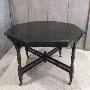 Unusual Antique Black Lacquered Octagonal Mahogany Table (SOLD)