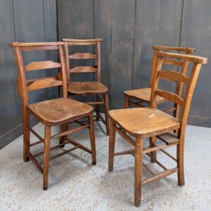 Rugged & Strong Harlequin Set of 4 Ladderback Church Chapel Chairs 'T' (SOLD)