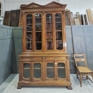 Extremely Large Oak Victorian Glazed Library Bookcase