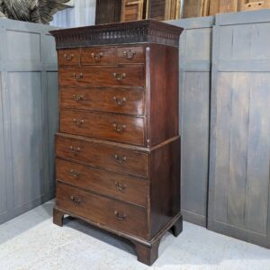 Antique George III Mahogany Chest on Chest with Ornate Cornice (SOLD)