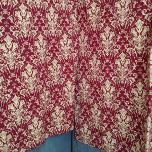 Pair of Large Vintage Church Curtains Red & Pale Yellow Gold Acanthus Design (SOLD)